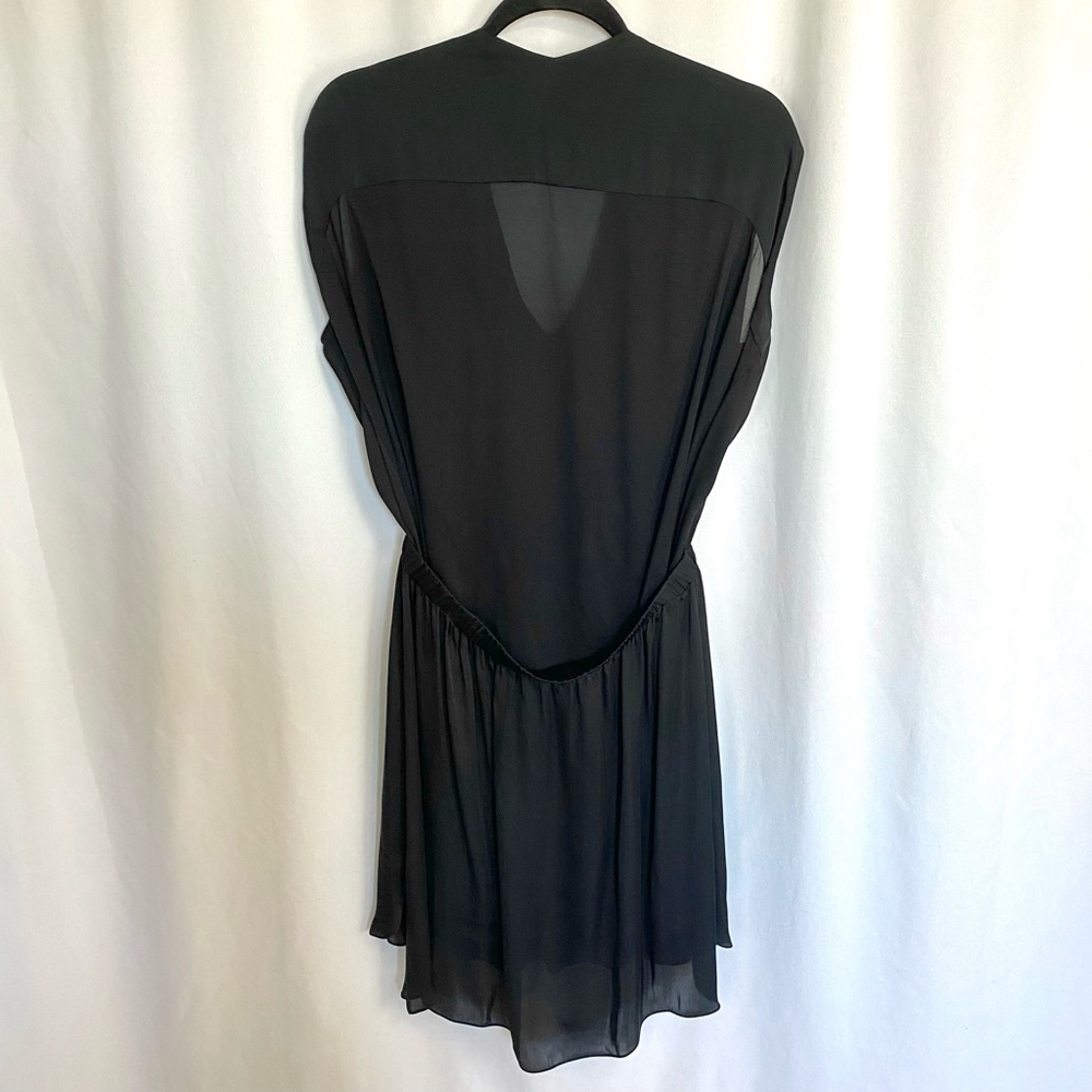 Theyskens' Theory Black Layered Silk Mini Dress Blouson Women's Medium - Picture 4 of 17